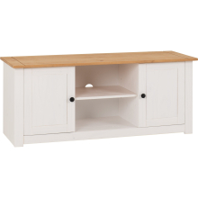 Panama 2 Door 1 Shelf Flat Screen TV Unit in White and Wax Finish