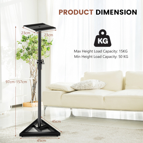 Casart Adjustable Studio Monitor Stands Pair Studio Speaker Stands W/ Triangular Metal Base 2