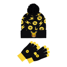 POKEMON 3D Pikachu Patch with All-over Print Beanie & Knitted Gloves Giftset - GS625363POK