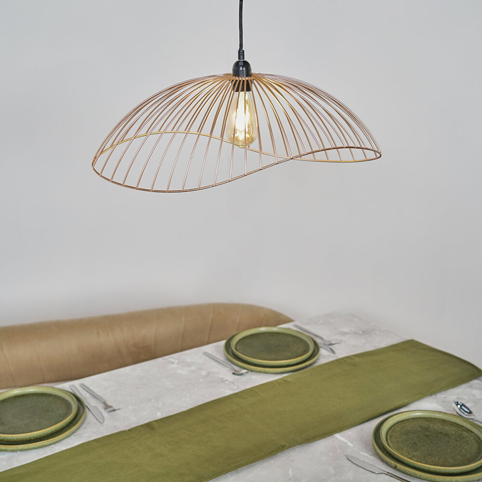 Wavy Wire Design Easy Fit Ceiling Pendant Light Shade in a Copper Metal Finish