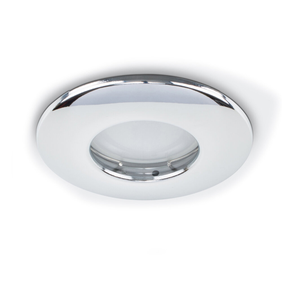 Pack of 4 Fire Rated Bathroom/Shower IP65 Polished Chrome Domed GU10 Ceiling Downlights