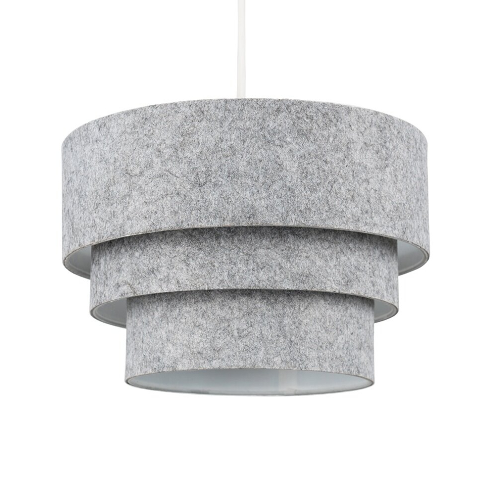 Round Modern 3 Tier Fabric Ceiling Pendant Lamp Light Shade in Felt- Complete with a 10w LED Bulb