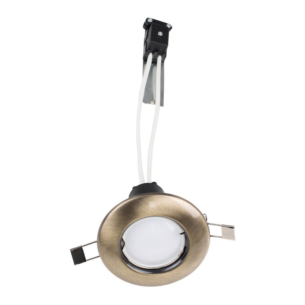 6 x Modern Antique Brass Recessed GU10 Ceiling Downlight Fitting - Complete with 6 x 5w GU10 LED Bulb [6500K Cool White]