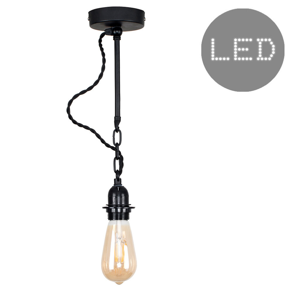 Industrial Black Wall Light with 4w LED Filament Bulb