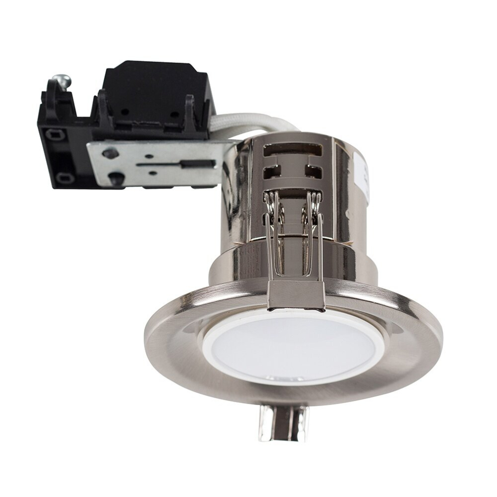 Pack of 4 Modern Fire Rated Brushed Chrome GU10 Recessed Ceiling Downlight/Spotlights