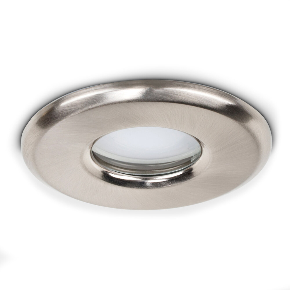 Bathroom/Shower/Soffit IP65 Rated Brushed Chrome GU10 Recessed Ceiling Downlight