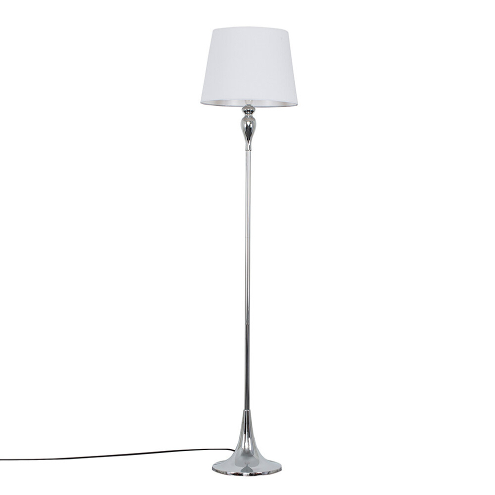 Faulkner Silver Floor Lamp Large White Tapered Shade