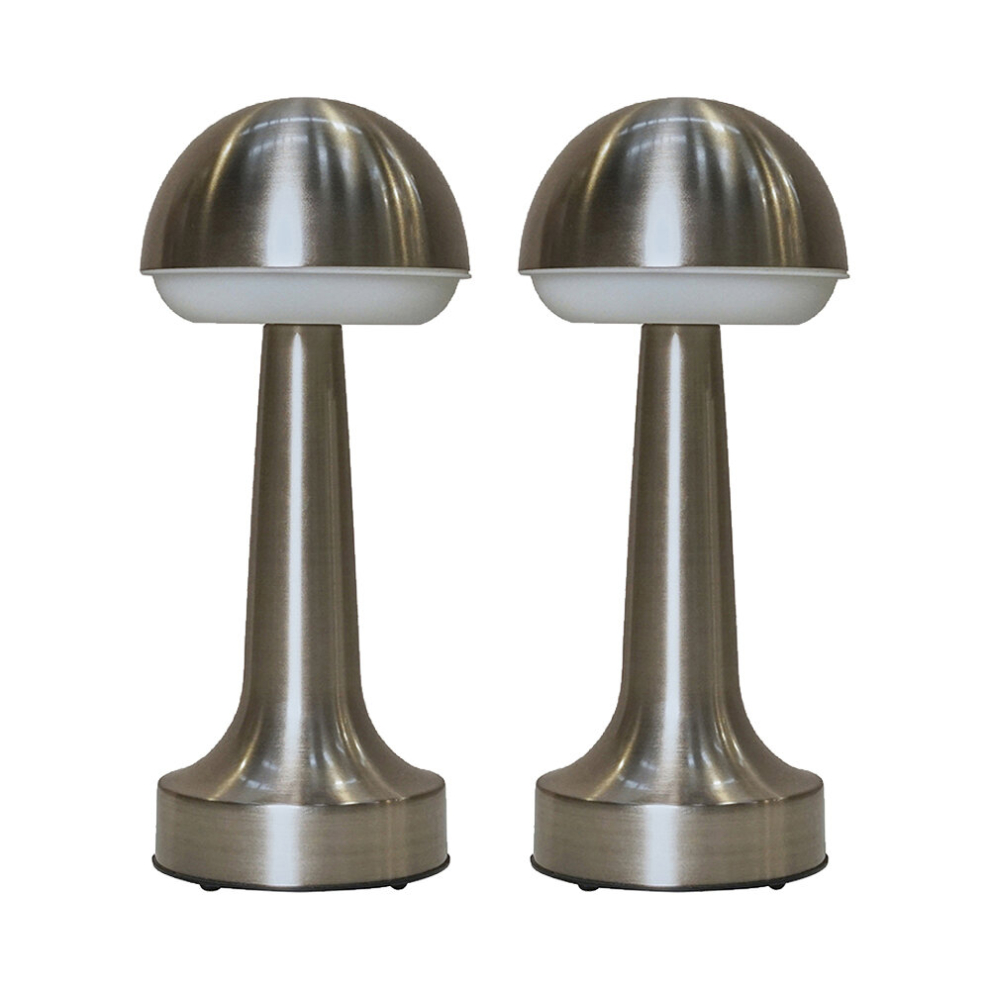 Troy Pair of Satin Nickel Outdoor Table Lamp