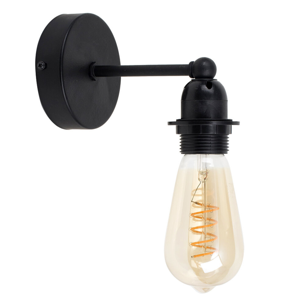 Industrial Black Pipework Wall Light 4w LED Helix Filament Light Bulb