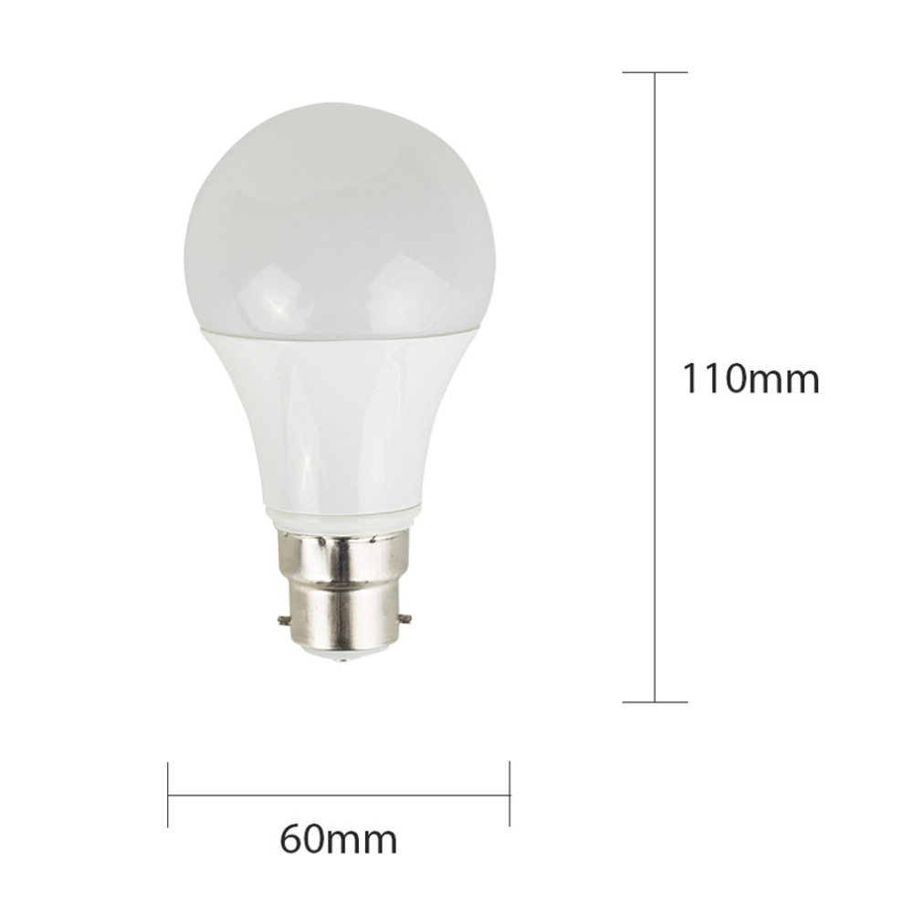 5 Pack B22 White Thermal Plastic GLS LED 10W Cool White 6500K 800lm Light Bulb