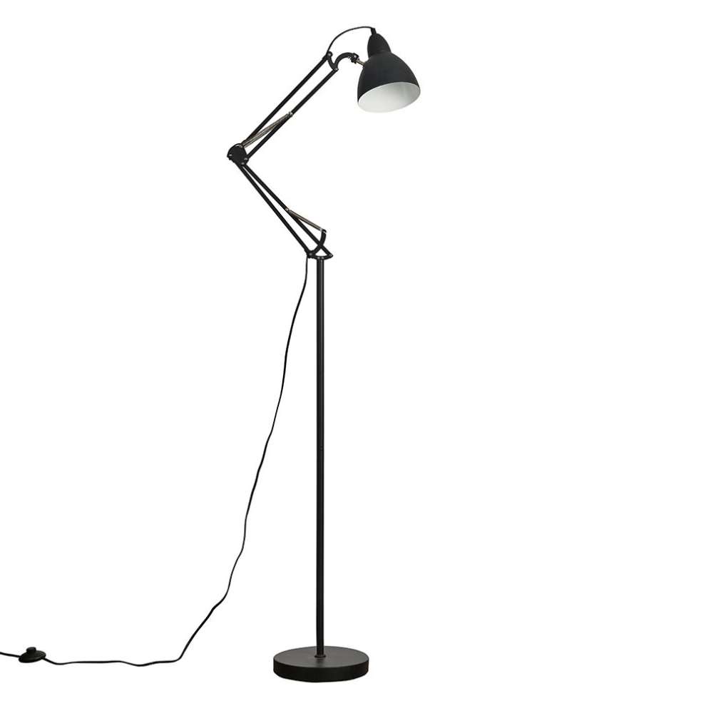Modern Matt Black Metal Adjustable Reading Task/Study Desk/Craft Spotlight Floor Lamp