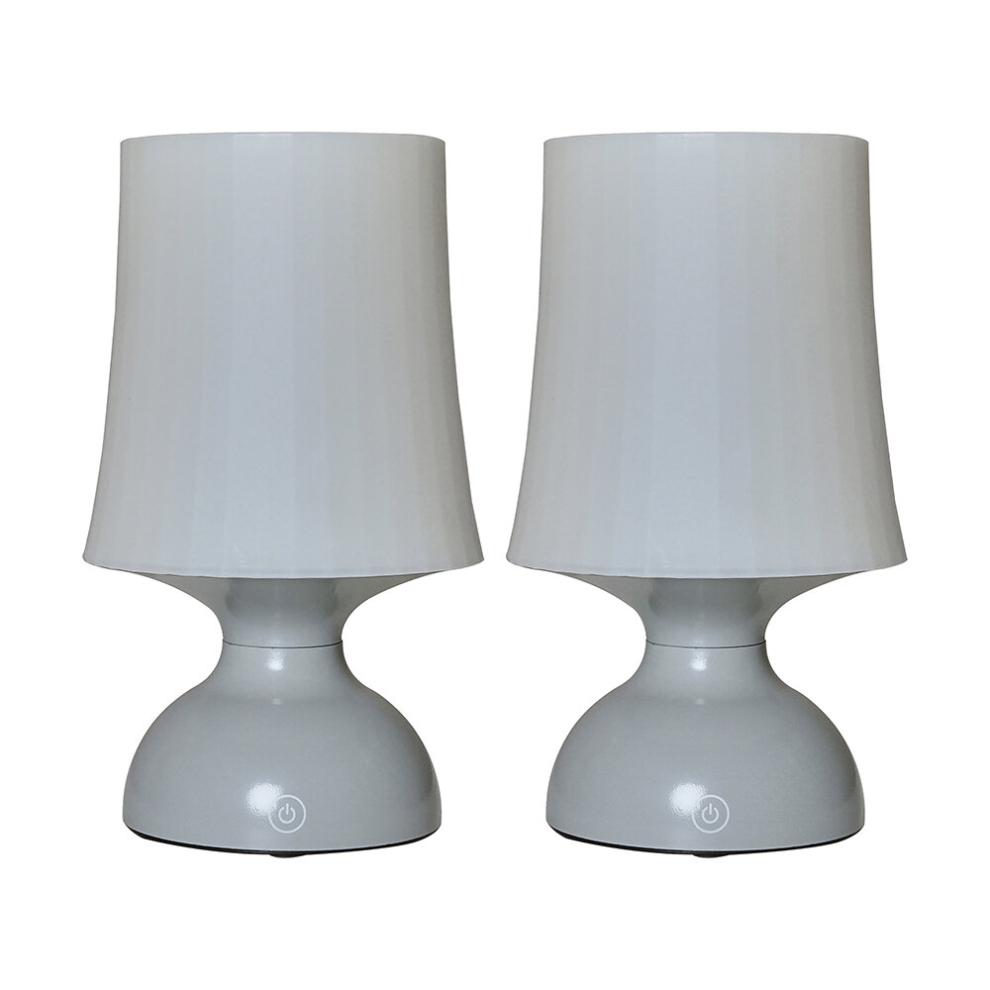 Pair of Colmar Grey Touch Table Lamp White Shade