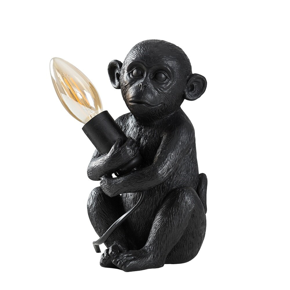 Modern Matt Black Painted Baby Monkey Design Table Lamp