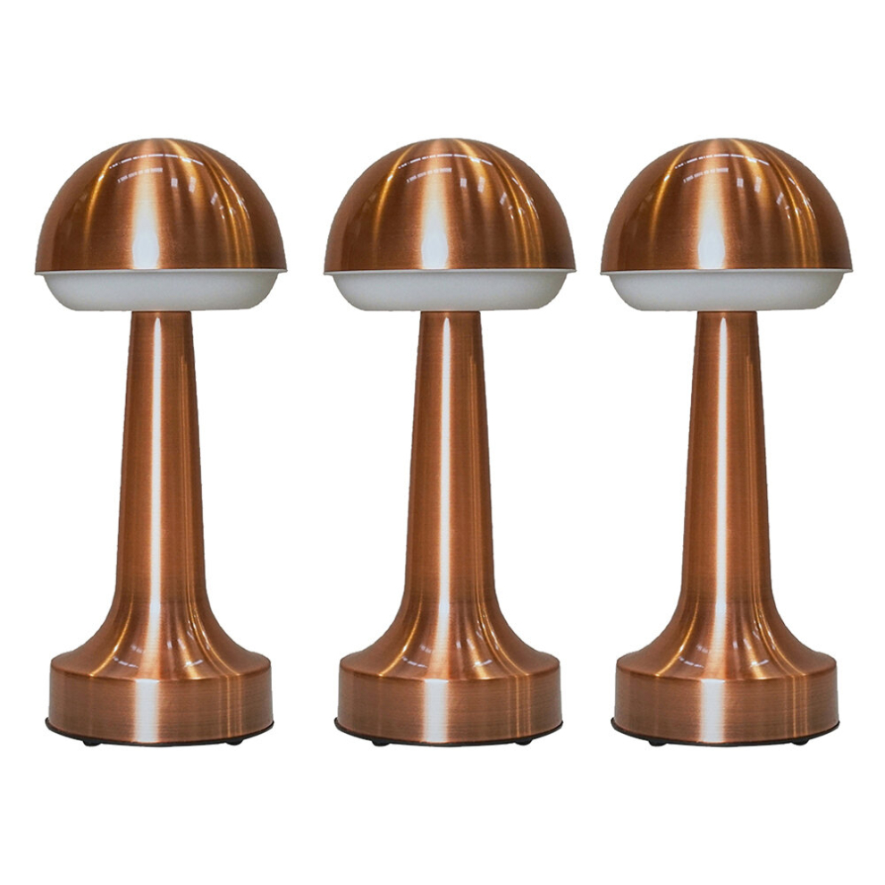 Set of 3 Troy Copper LED Touch Table Lamp