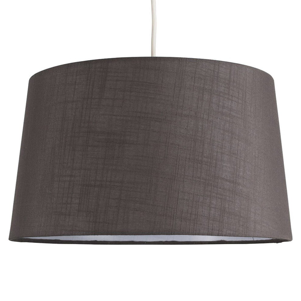 Modern Tapered Grey Faux Linen Ceiling Pendant/Table Lamp Light Shade - Complete with a 10w LED GLS Bulb [3000K Warm White]