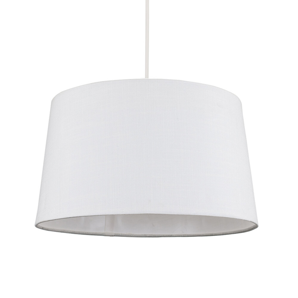 Modern Tapered White Faux Linen Ceiling Pendant/Table Lamp Light Shade