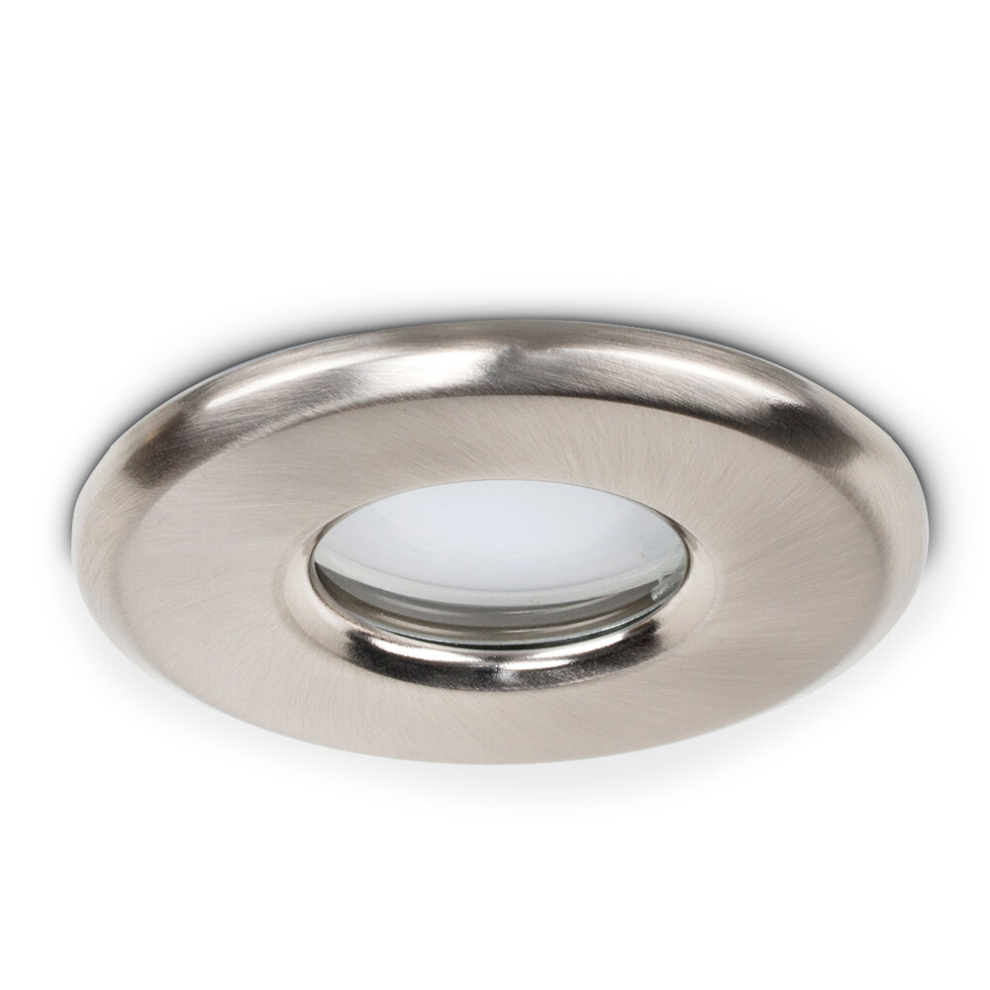 Pack of 6 Bathroom/Shower/Soffit IP65 Rated Brushed Chrome GU10 Recessed Ceiling Downlights