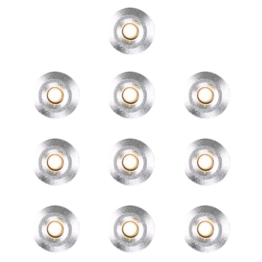 Pack of 10 15mm Warm White LED Round Garden Decking/Kitchen Plinth Lights Kit - IP67