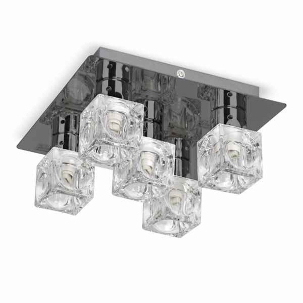 Modern Black Chrome Ice Cube 5 Way Flush Ceiling Spotlight - Complete 3w G9 LED Light Bulbs [3000K Warm White]