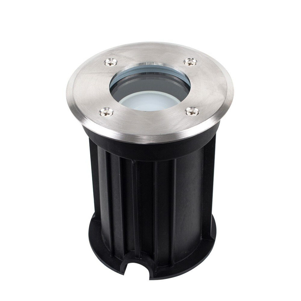 Modern Bushed Chrome IP54 Rated Outdoor Garden Walk Over Light - Complete with a 5w GU10 LED Bulb [3000K Warm White]