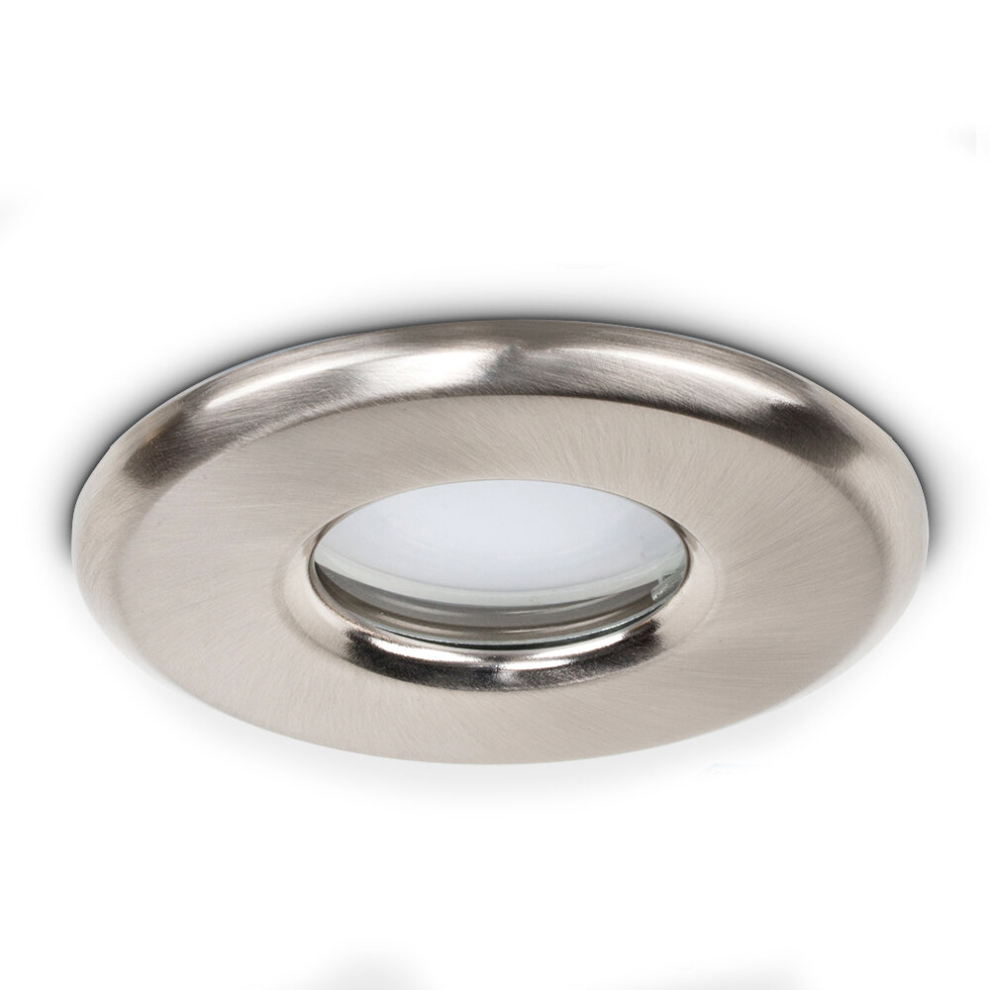 Pack of 6 Bathroom/Shower/Soffit IP65 Rated Brushed Chrome Recessed Ceiling Downlights - Complete with 5w LED Bulbs [6500K Cool White]