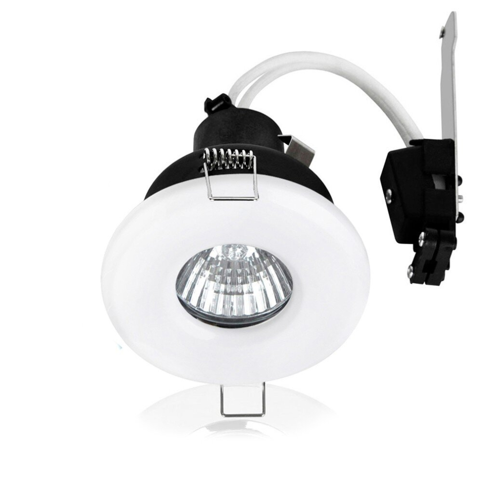 Pack of 6 Bathroom/Shower/Soffit IP65 Rated Gloss White GU10 Recessed Ceiling Downlights