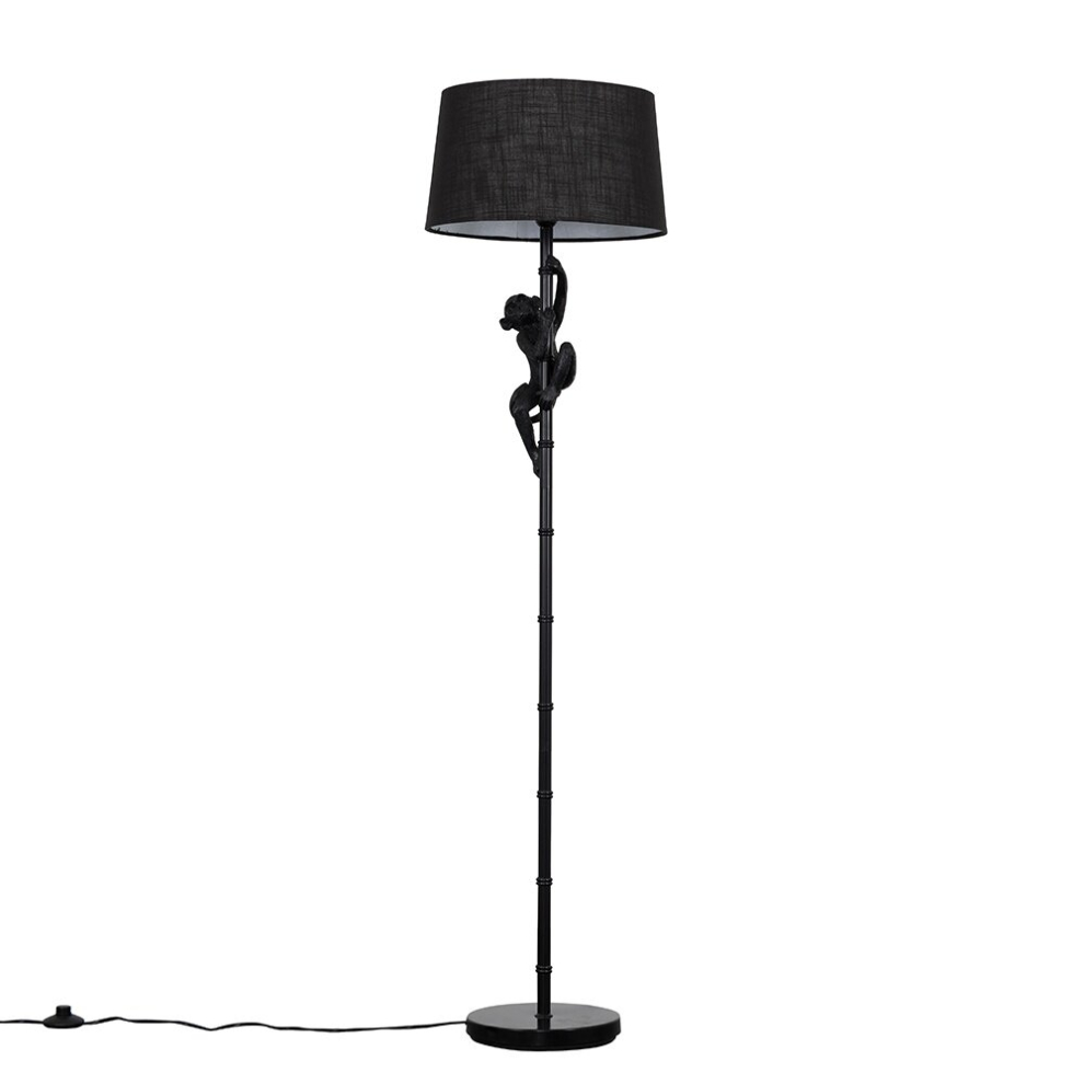 Modern Black Hanging Monkey Floor Lamp with a Black Tapered Shade - Complete with a 6w LED Bulb [3000K Warm White]