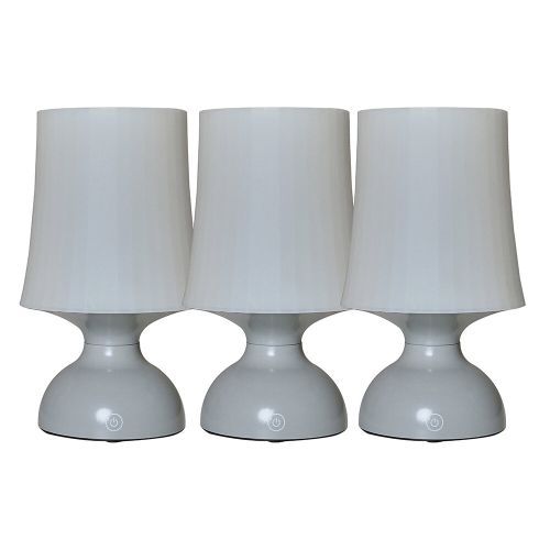 Set of 3 Wireless Outdoor Garden Portable Battery Operated LED Grey