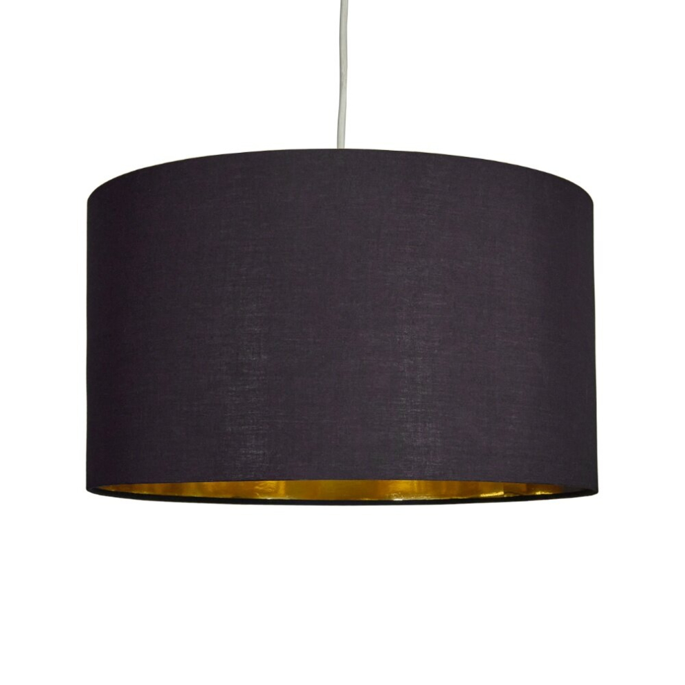 Extra Large Modern Black & Gold Cylinder Ceiling Pendant/Table Lamp Drum Light Shade