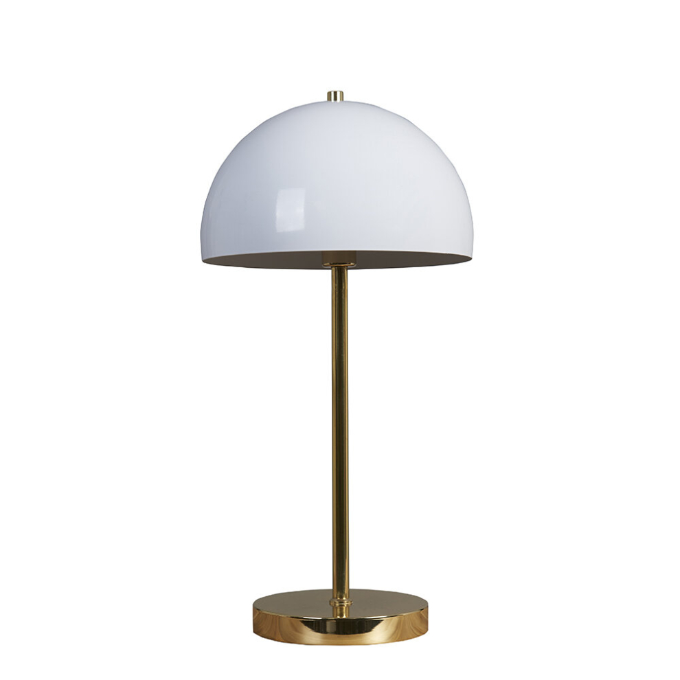 MinSun Contemporary Gold & White Dome Table Lamp - Complete with a 4w LED Golfball Bulb [3000K Warm White]