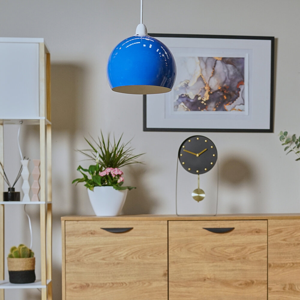 Mini Retro Gloss Blue Arco Style Dome Ceiling Pendant Light Shade