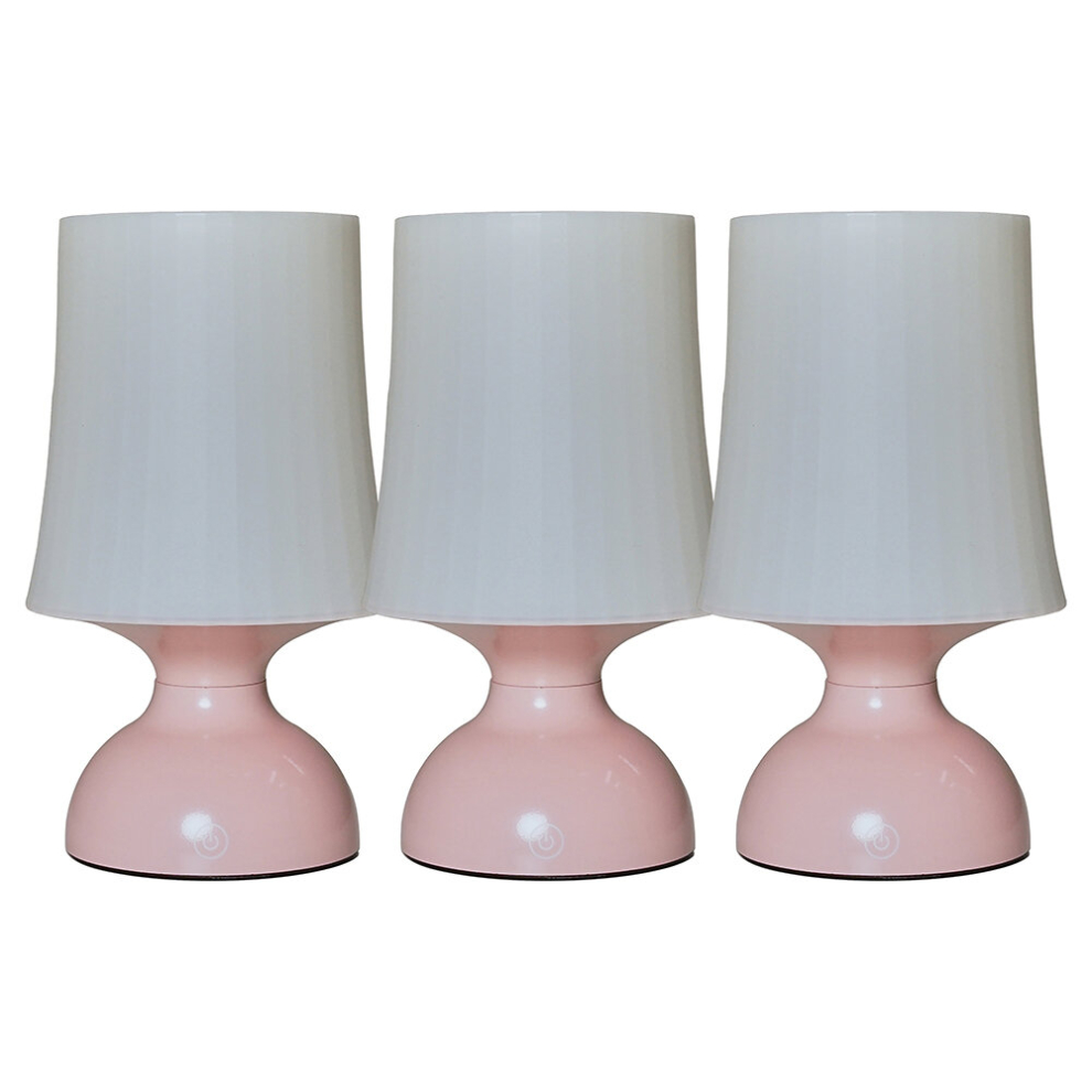 Colmar 3 Pack Pink Table Lamp Touch On/Off Dimmable