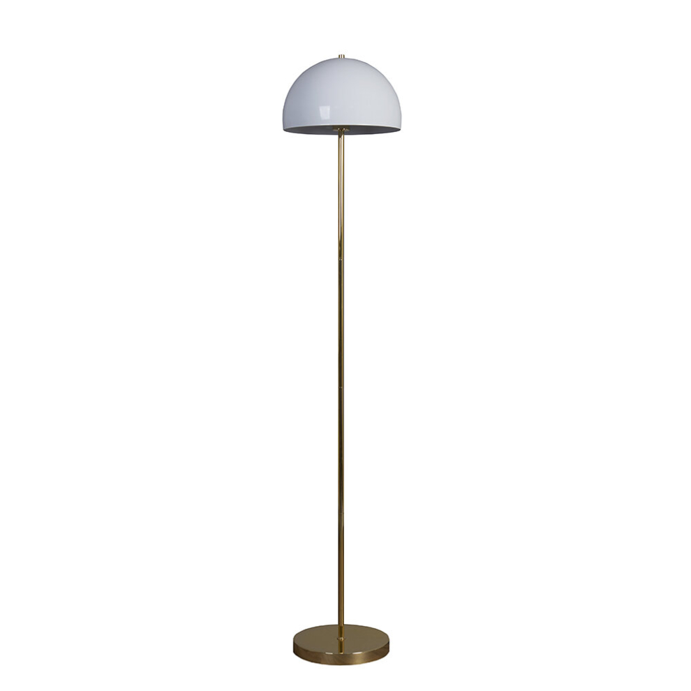 MinSun Contemporary Gold & White Mushroom Floor Lamp - Complete with a 6w LED Golfball Bulb [3000K Warm White]