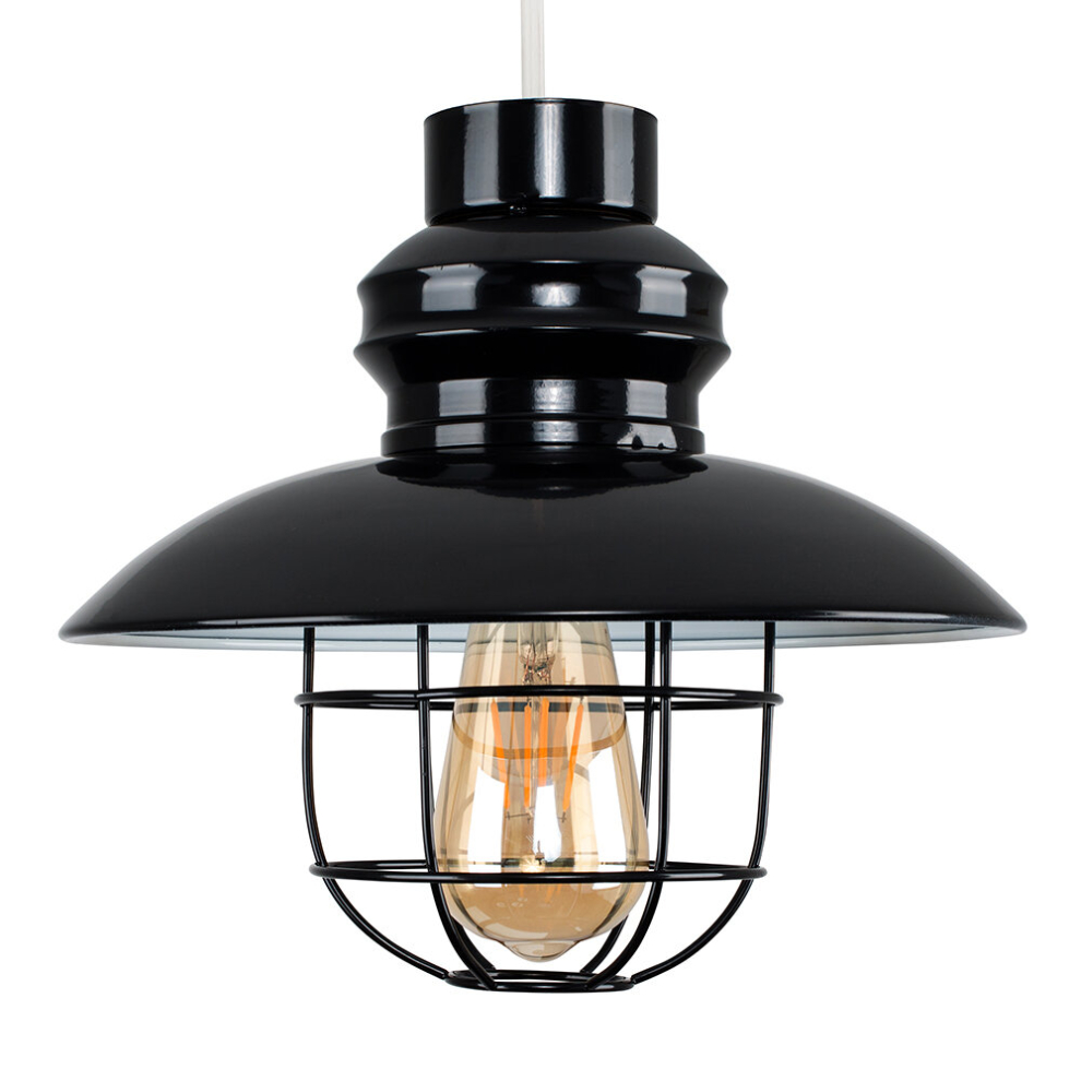 Modern Black Metal Fisherman's Style Ceiling Pendant Light Shade