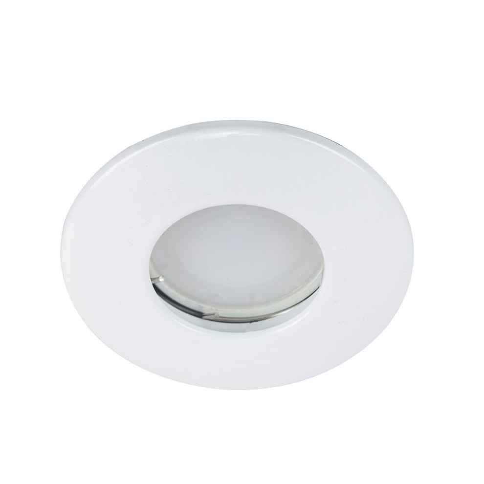 Pack of 6 Fire Rated Bathroom/Shower IP65 Gloss White Domed Ceiling Downlights - Complete with 5w LED Bulbs [3000K Warm White]