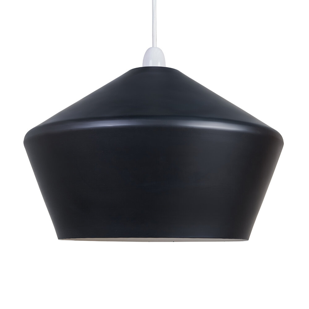 Contemporary Matt Black Flared Angular Ceiling Pendant Light Shade - Complete with a 10w LED GLS Bulb [3000K Warm White]