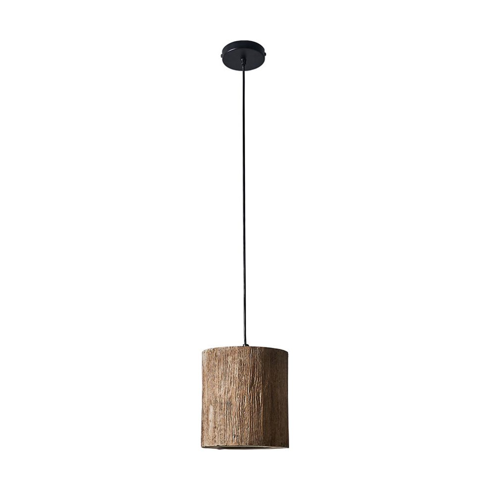 Natural Rustic Wooden Tree Log Cylinder Ceiling Light Shade - Complete with 6w LED GLS Light Bulbs [3000K Warm White]