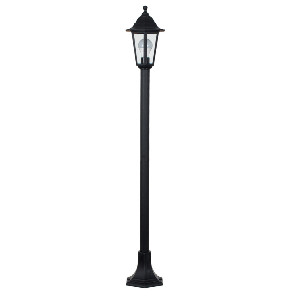 Traditional 1.2m Black IP44 Outdoor Garden Lamp Post Bollard Light - Complete with a 6w LED GLS Bulb [3000K Warm White]