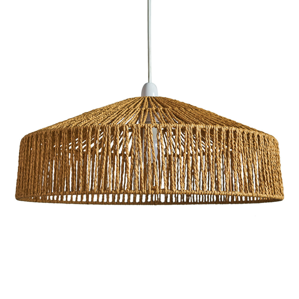 Modern Natural Tapered Woven Rope Ceiling Pendant Drum Light Shade - Complete with a 10w LED GLS Bulb [3000K Warm White]