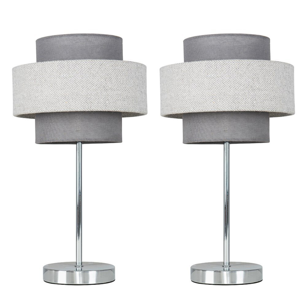 Weaver Pair of Grey Table Lamp Touch On/Off Dimmable