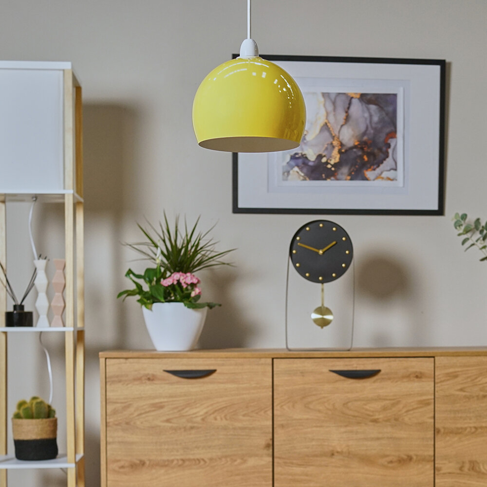 Mini Retro Gloss Yellow Arco Style Dome Ceiling Pendant Light Shade