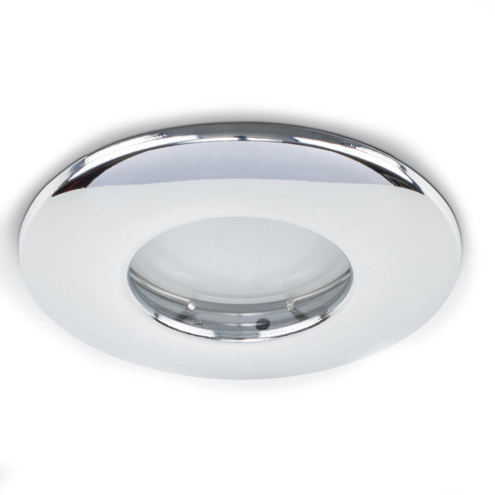 Pack of 6 Fire Rated Bathroom/Shower IP65 Polished Chrome Domed Ceiling Downlights - Complete with 5w LED Bulbs [3000K Warm White]