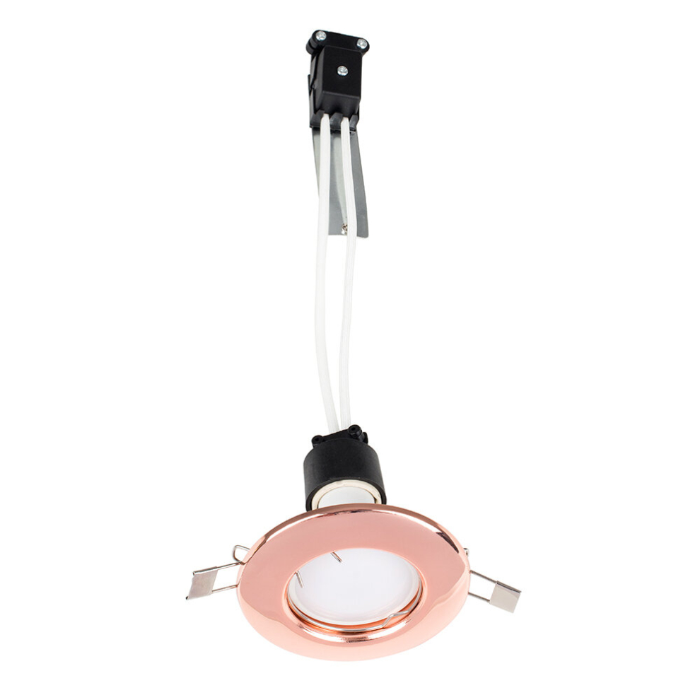 Set of 6 Copper Ceiling Downlights with LED Cool White Bulbs