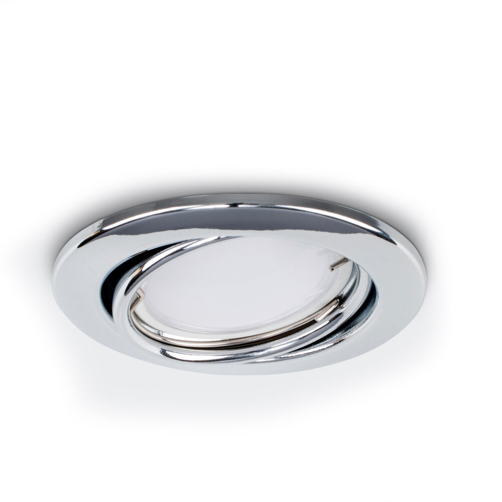 Pack of 10 Fire Rated Polished Chrome Tiltable GU10 Recessed Ceiling Downlights