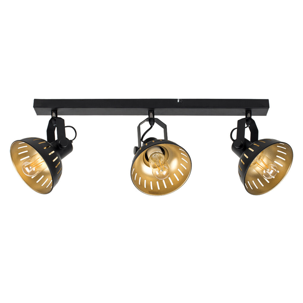 Smedley Industrial 3 Way Black Ceiling Bar Spotlight