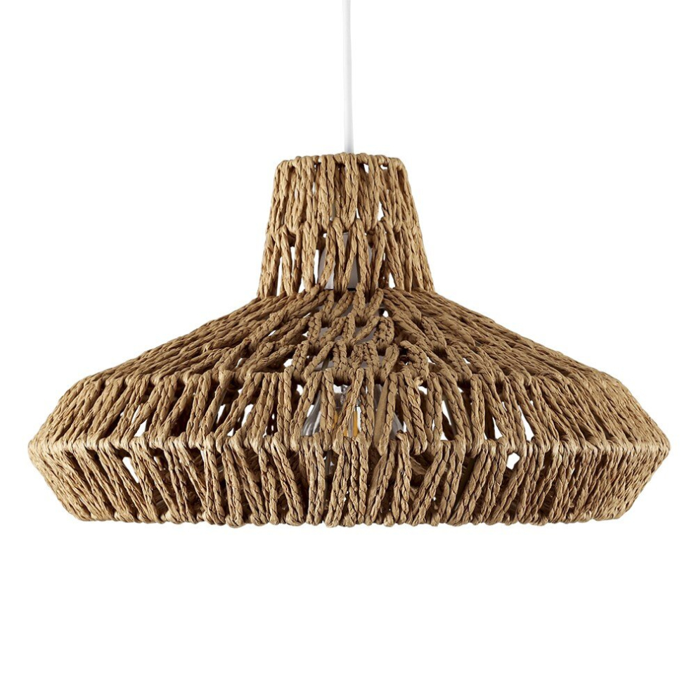 Natural Woven Ceiling Pendant Light Shade Weave Rope Lampshade (Natural with LED Bulb)