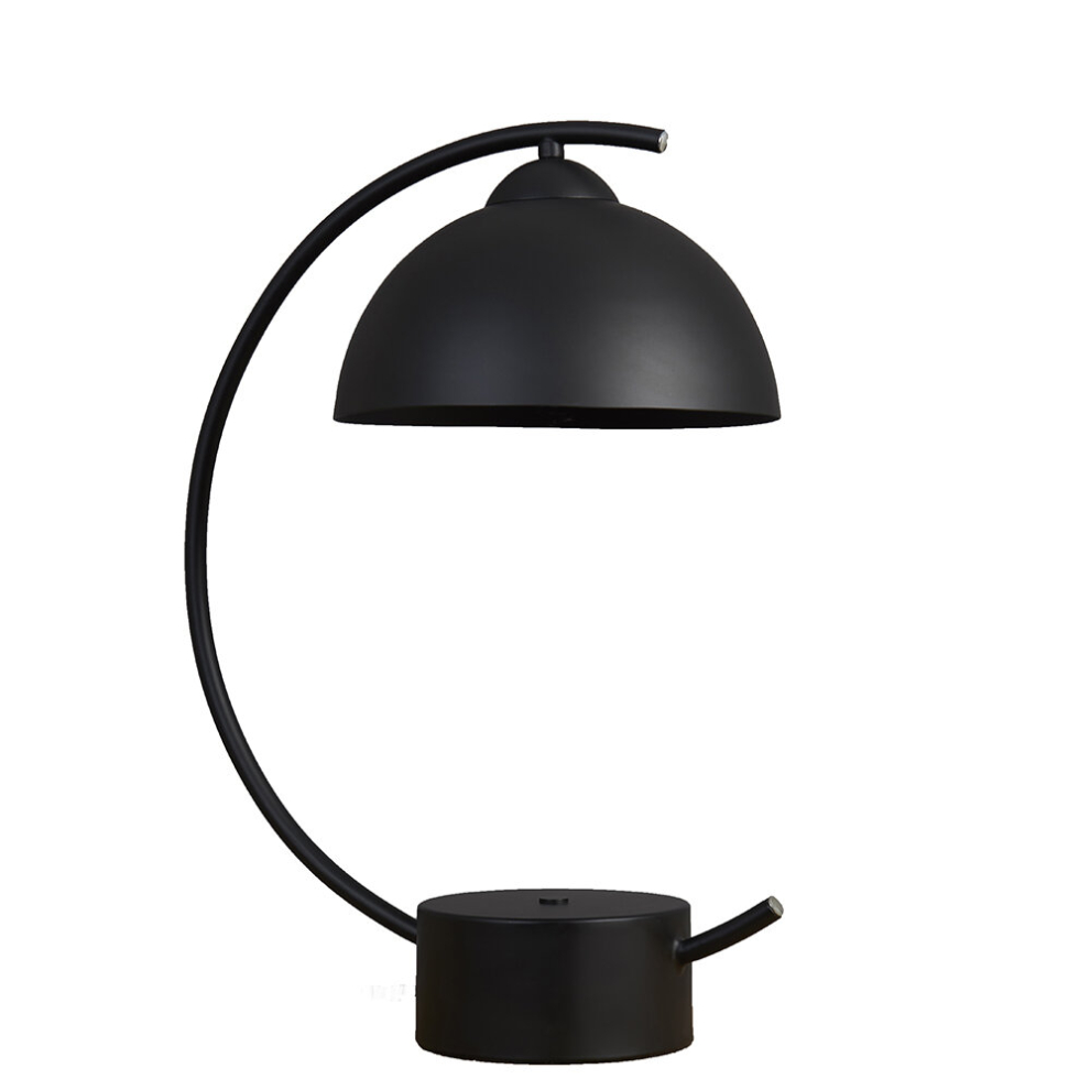 MinSun Contemporary Matt Black Crescent Frame Dome Table Lamp - Complete with a 4w LED Golfball Bulb [3000K Warm White]