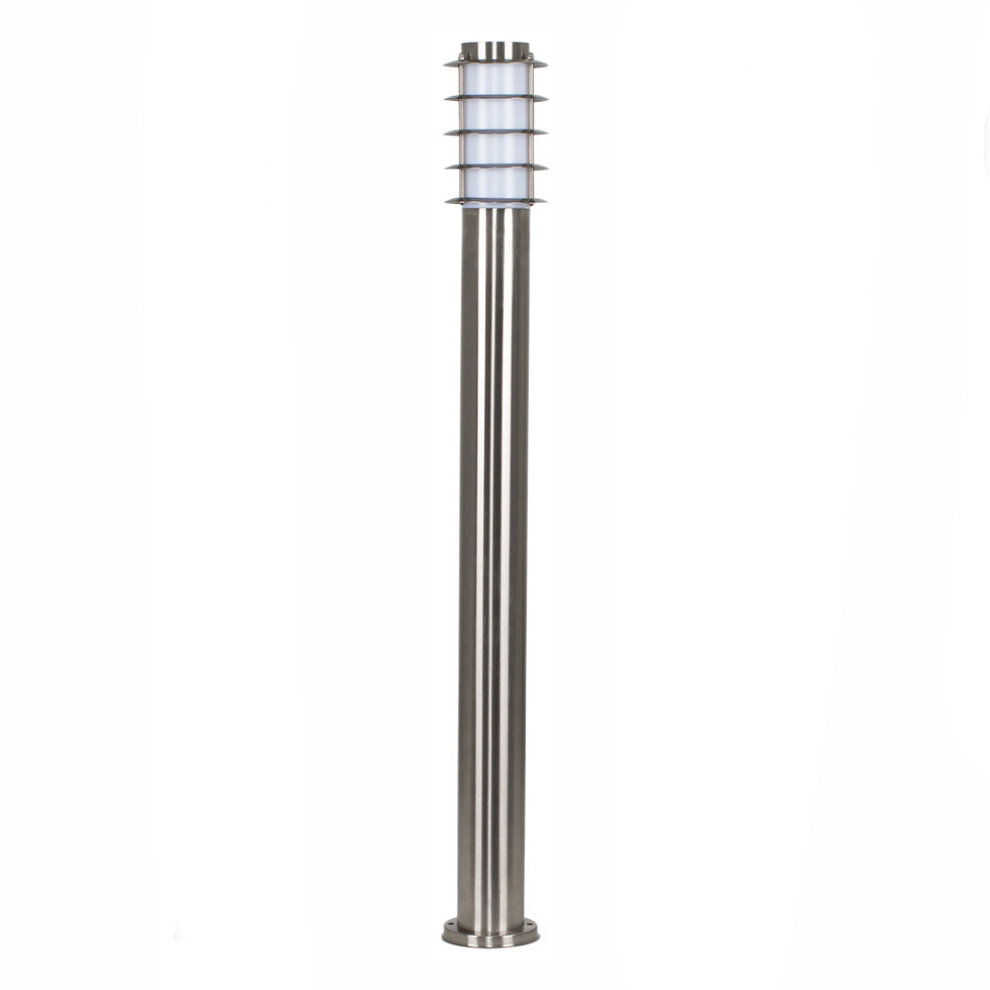 Pair of - Modern Outdoor Stainless Steel Bollard Lantern Light Posts - 1 Metre