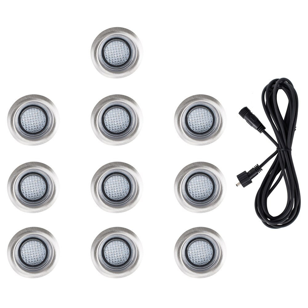 Decking Lights 10 Pack Silver Outdoor Decking Light