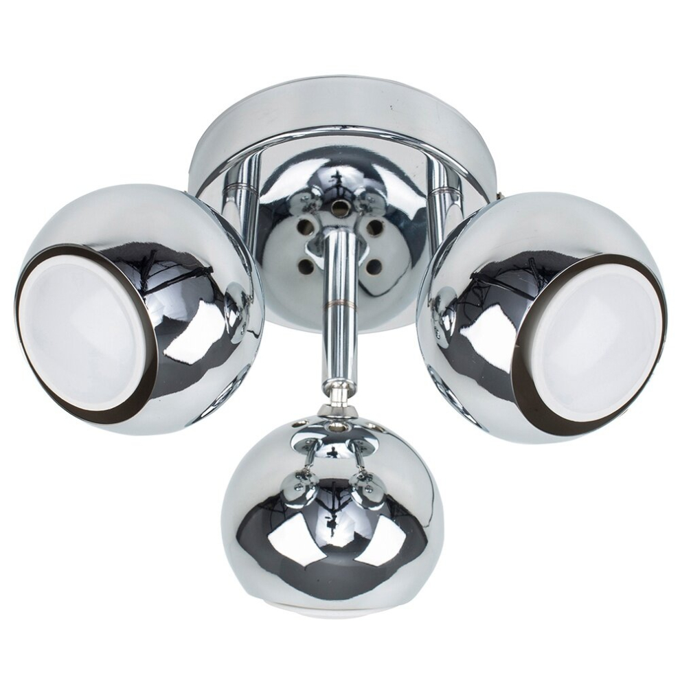 Retro Silver Chrome 3 Way Round Plate Adjustable Eyeball Ceiling Spotlight - Complete with 5w GU10 LED Bulbs [3000K Warm White]